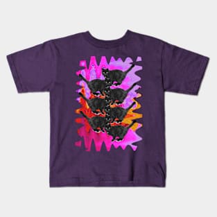 Psychedelic Black Cat Funny Melty colorful background surreal collage Kids T-Shirt
